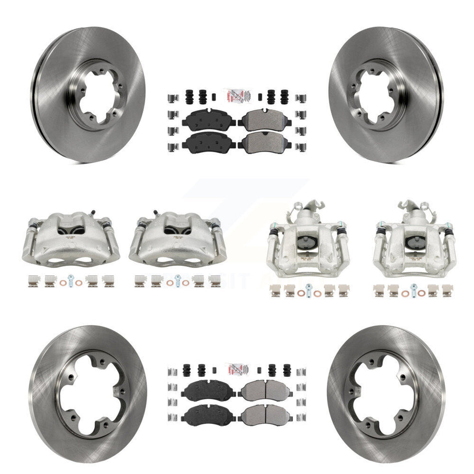 Front Rear Disc Brake Caliper Rotors & Semi-Metallic Pad Kit (10Pc) For Ford Transit-250 KC8-102391N