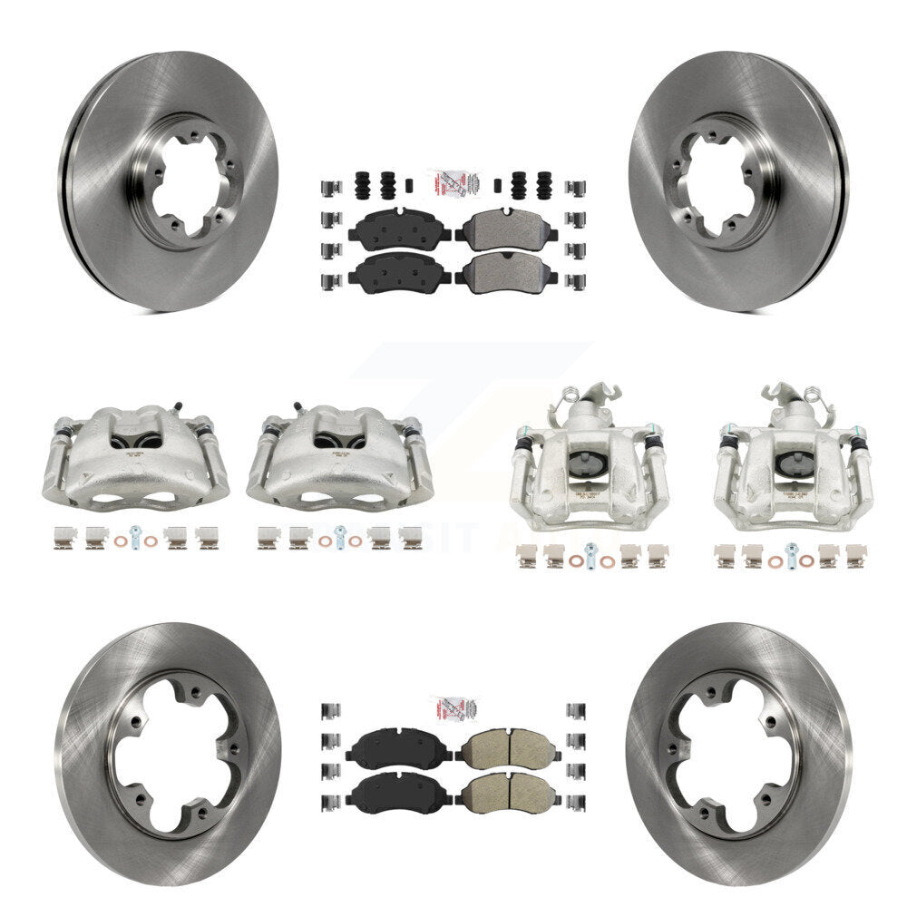 Front Rear Disc Brake Caliper Rotors & Semi-Metallic Pad Kit (10Pc) For Ford Transit-250 KC8-102392N