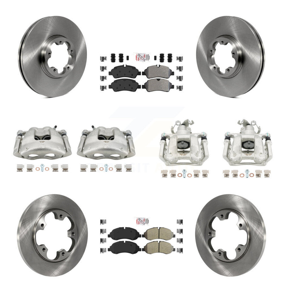 Front Rear Disc Brake Caliper Rotors & Semi-Metallic Pad Kit (10Pc) For Ford Transit-250 KC8-102392N
