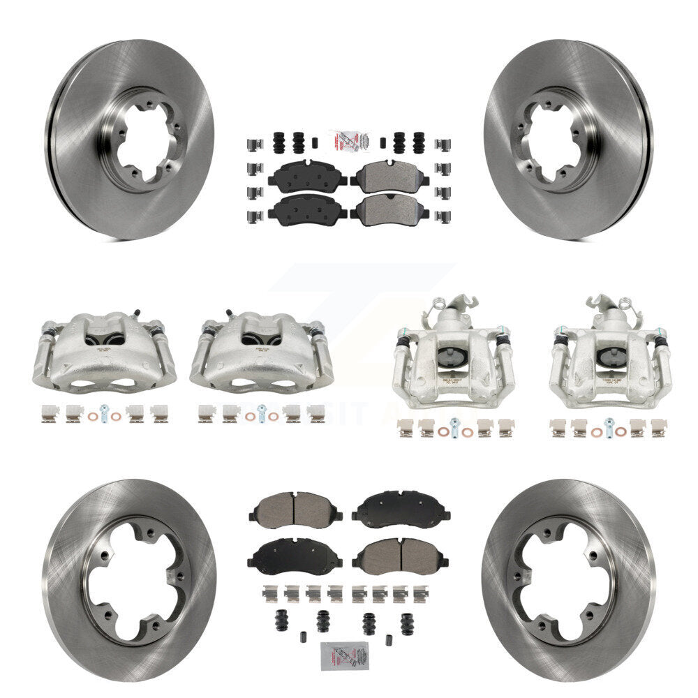 Front Rear Disc Brake Caliper Rotors & Semi-Metallic Pad Kit (10Pc) For Ford Transit-250 KC8-102393N