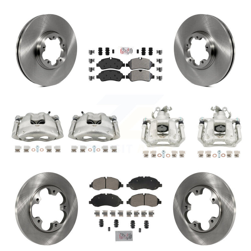 Front Rear Disc Brake Caliper Rotors & Semi-Metallic Pad Kit (10Pc) For Ford Transit-250 KC8-102393N