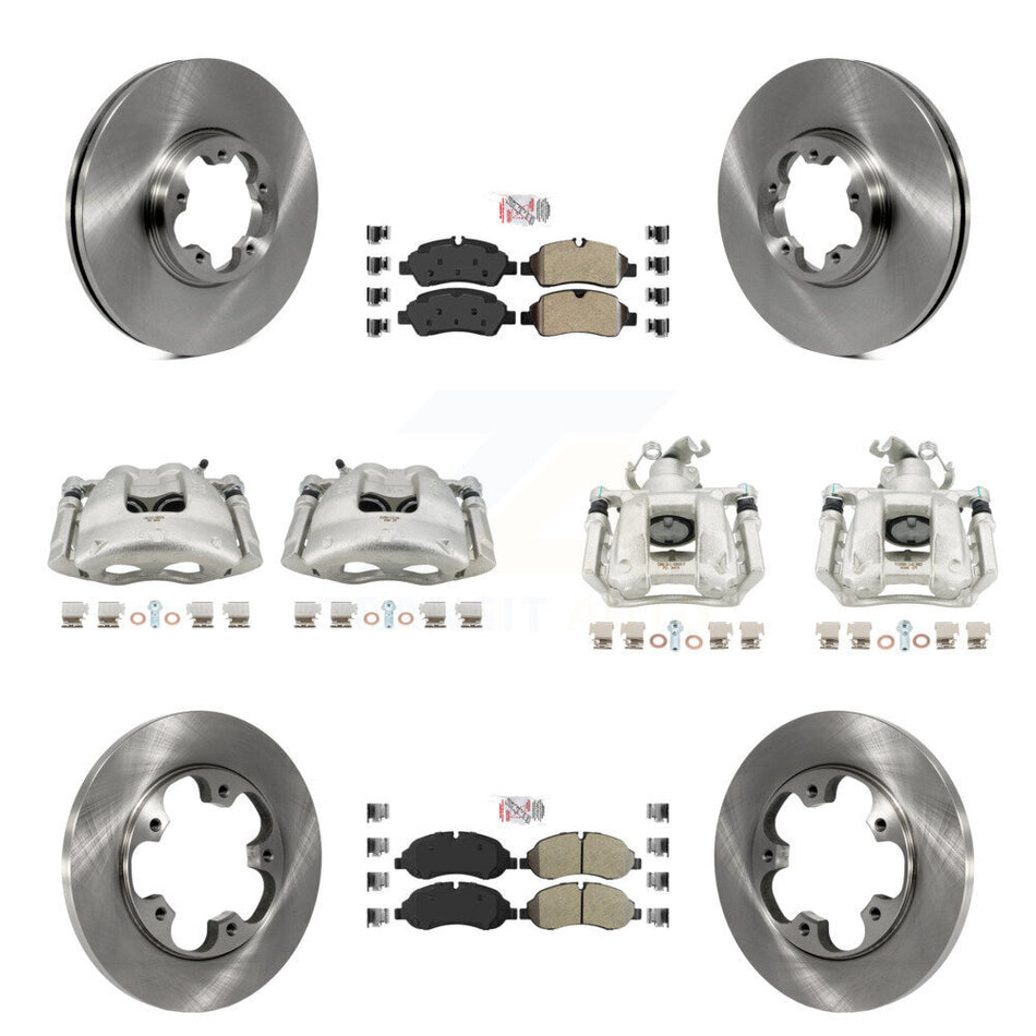 Front Rear Disc Brake Caliper Rotors & Semi-Metallic Pad Kit (10Pc) For Ford Transit-250 KC8-102395N