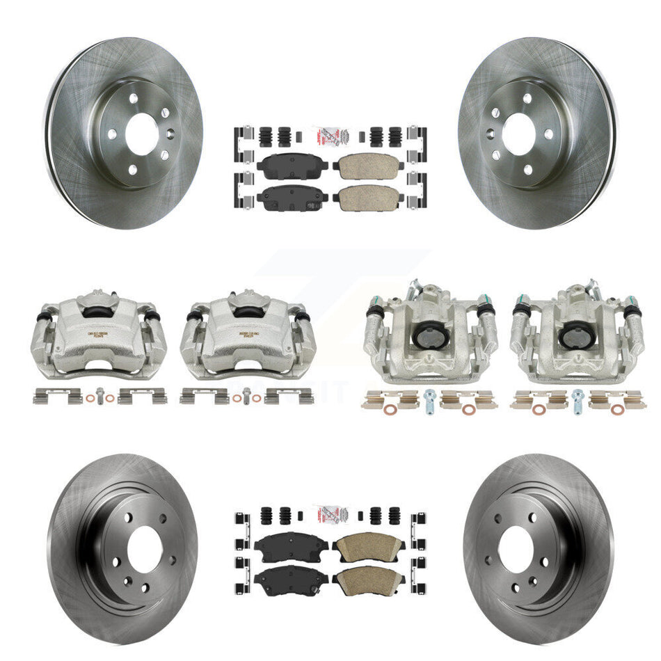 Front Rear Disc Brake Caliper Rotors And Ceramic Pads Kit (10Pc) For 2013 Chevrolet Cruze LT LTZ With 292mm Diameter Rotor KC8-102401N