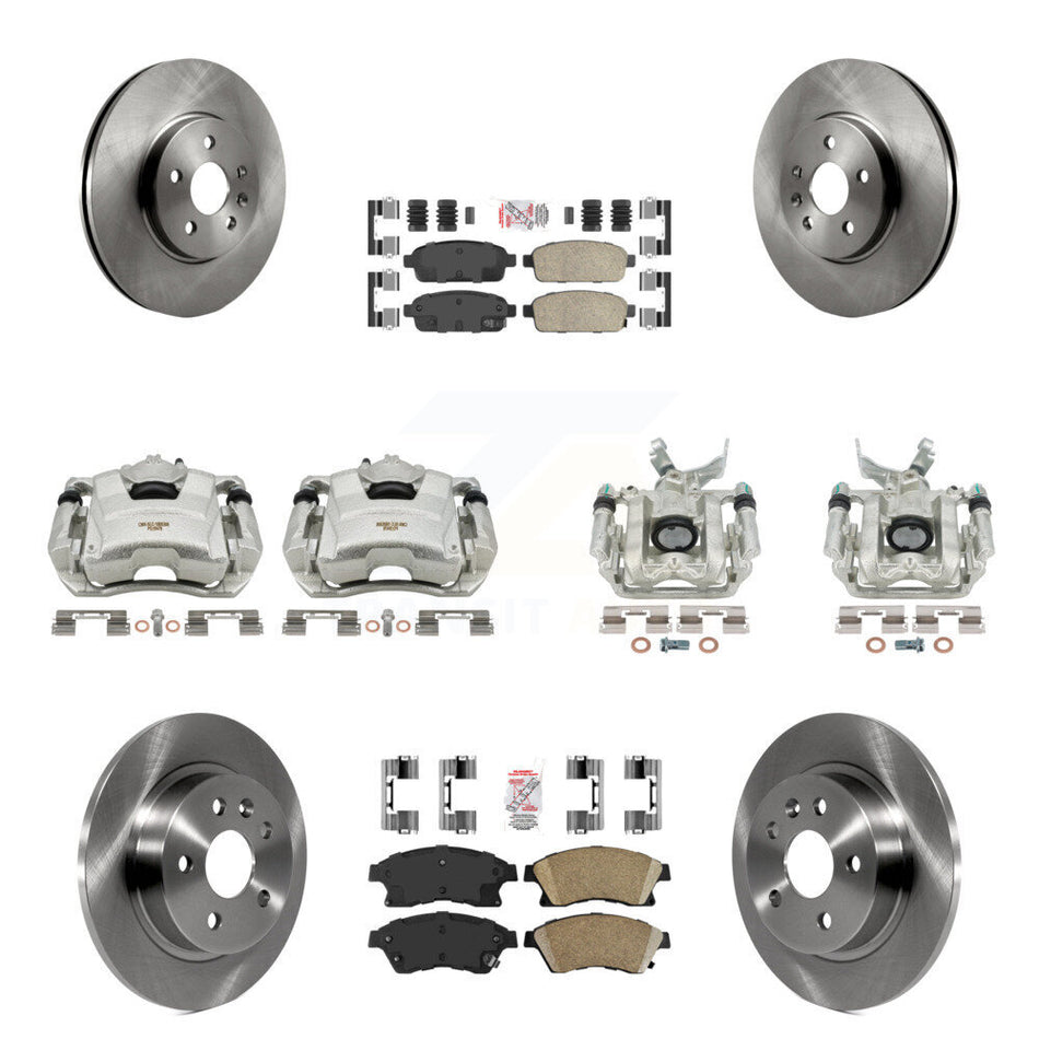 Front Rear Disc Brake Caliper Rotors And Ceramic Pads Kit (10Pc) For 2013-2014 Chevrolet Sonic RS KC8-102406N