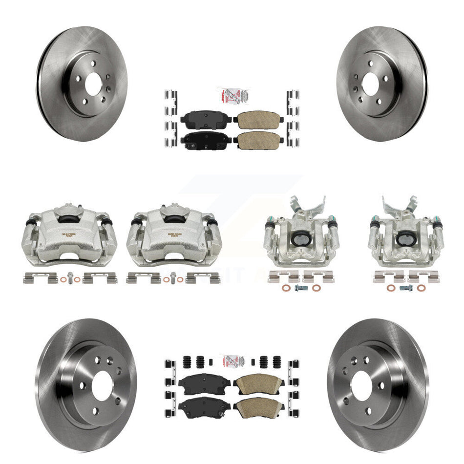 Front Rear Disc Brake Caliper Rotors And Ceramic Pads Kit (10Pc) For 2013-2014 Chevrolet Sonic RS KC8-102407N