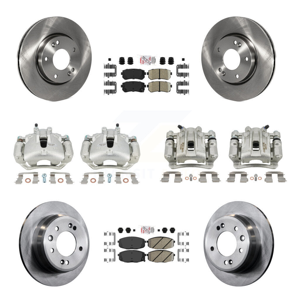Front Rear Disc Brake Caliper Rotors And Ceramic Pads Kit (10Pc) For Hyundai Elantra KC8-102426N