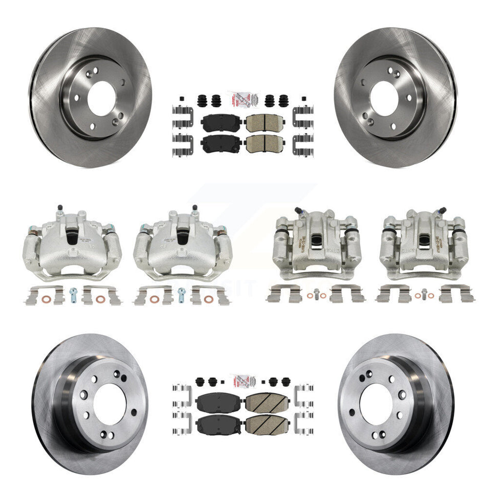 Front Rear Disc Brake Caliper Rotors And Ceramic Pads Kit (10Pc) For Hyundai Elantra KC8-102426N