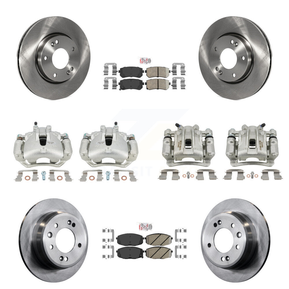 Front Rear Disc Brake Caliper Rotors And Ceramic Pads Kit (10Pc) For Hyundai Elantra KC8-102427N