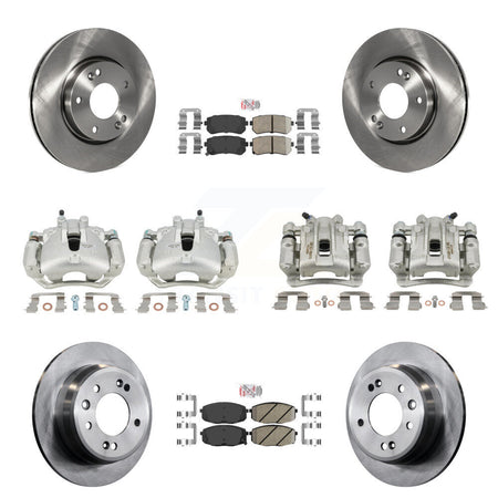 Front Rear Disc Brake Caliper Rotors And Ceramic Pads Kit (10Pc) For Hyundai Elantra KC8-102427N