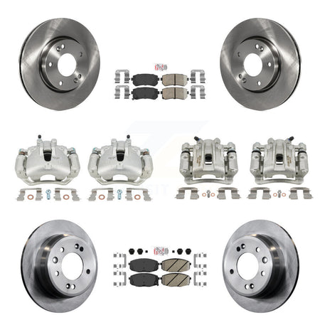 Front Rear Disc Brake Caliper Rotors And Ceramic Pads Kit (10Pc) For Hyundai Elantra KC8-102428N
