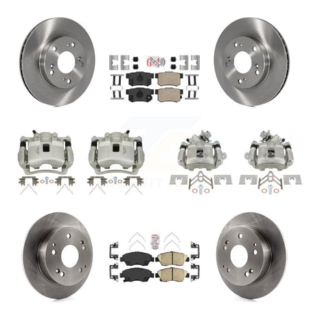 Front Rear Disc Brake Caliper Rotor And Ceramic Pad Kit (10Pc) For Honda Civic Acura RSX KC8-102449N