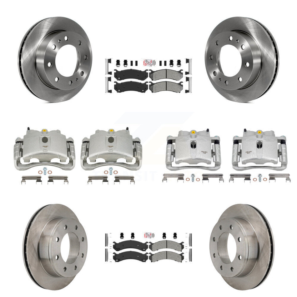 Front Rear Disc Brake Caliper Rotors And Semi-Metallic Pads Kit (10Pc) For Chevrolet Silverado 2500 HD GMC Sierra Hummer H2 1500 Suburban Yukon XL Avalanche Classic KC8-102456N