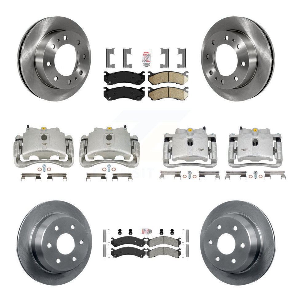 Front Rear Disc Brake Caliper Rotors And PADSMATERIAL Pads Kit (10Pc) For 2003 Chevrolet Silverado 2500 HD Suburban GMC Sierra KC8-102459N