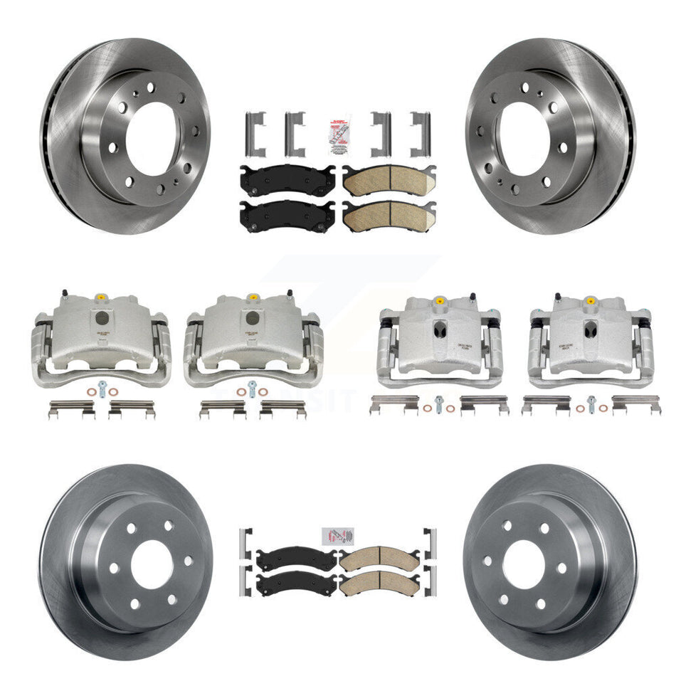 Front Rear Disc Brake Caliper Rotors And Ceramic Pads Kit (10Pc) For 2003 Chevrolet Silverado 2500 HD Suburban GMC Sierra KC8-102460N