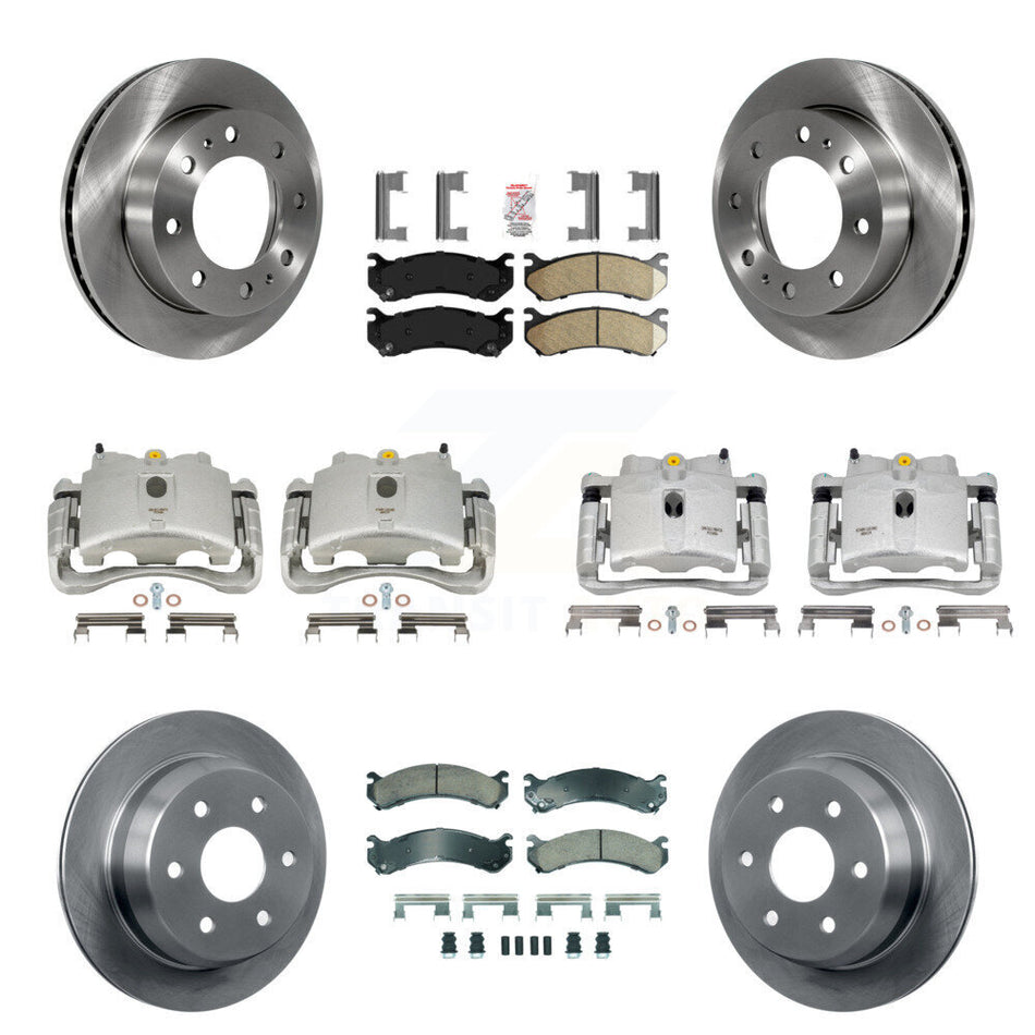 Front Rear Disc Brake Caliper Rotors And Ceramic Pads Kit (10Pc) For 2003 Chevrolet Silverado 2500 HD Suburban GMC Sierra KC8-102461N