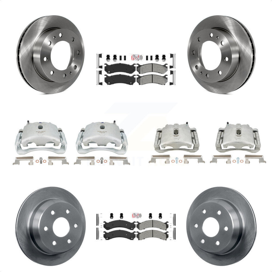 Front Rear Disc Brake Caliper Rotors And Semi-Metallic Pads Kit (10Pc) For 2003 Chevrolet Silverado 2500 HD Suburban GMC Sierra KC8-102462N by Transit Auto