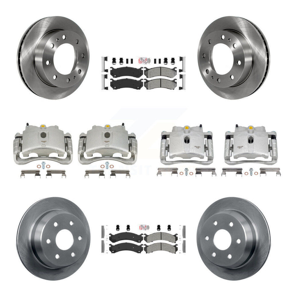 Front Rear Disc Brake Caliper Rotors And Semi-Metallic Pads Kit (10Pc) For 2003 Chevrolet Silverado 2500 HD Suburban GMC Sierra KC8-102462N