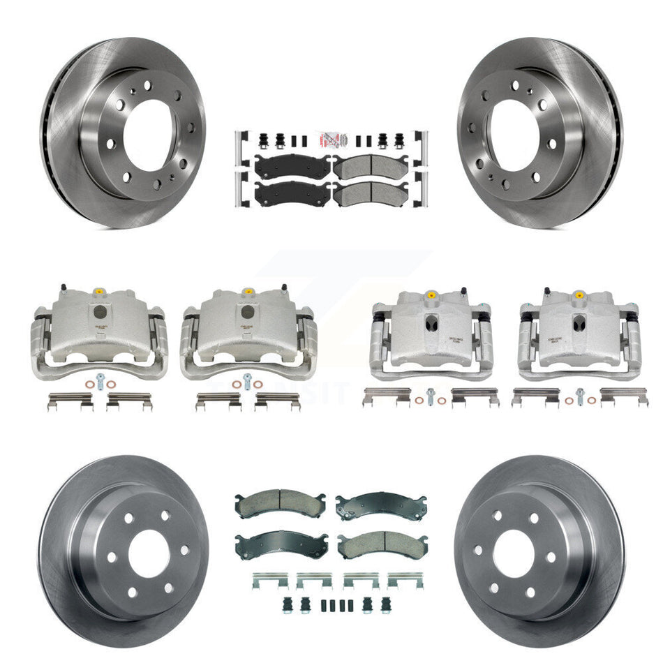 Front Rear Disc Brake Caliper Rotors And Semi-Metallic Pads Kit (10Pc) For 2003 Chevrolet Silverado 2500 HD Suburban GMC Sierra KC8-102464N