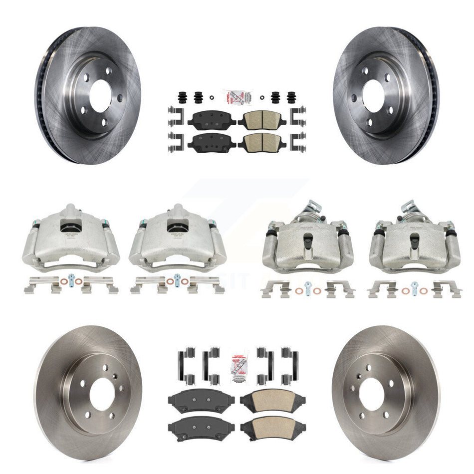 Front Rear Disc Brake Caliper Rotors And Ceramic Pads Kit (10Pc) For 2005 Chevrolet Uplander Buick Terraza Saturn Relay FWD KC8-102470N