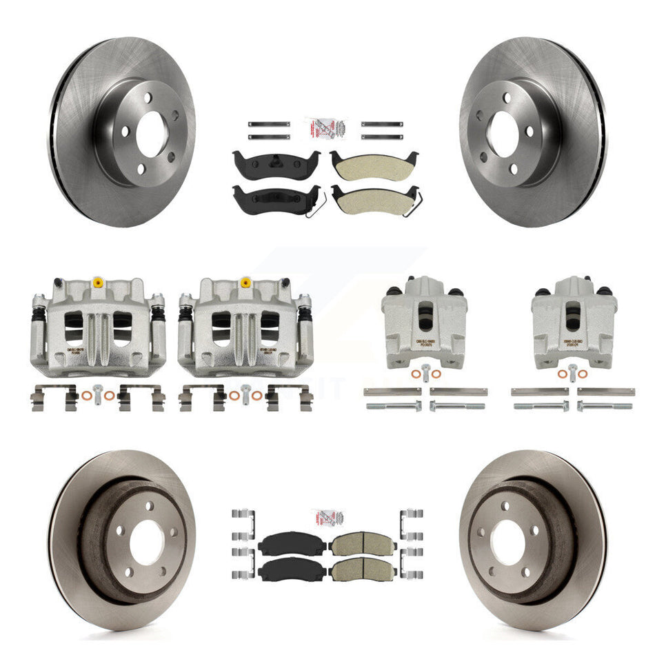 Front Rear Brake Caliper Rotors Ameribrakes Pad Kit (10Pc) For 2010-2011 Ford Ranger 4WD KC8-102473N