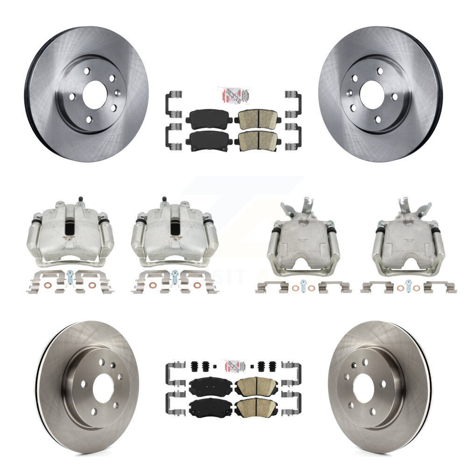 Front Rear Disc Brake Caliper Rotors And Ceramic Pads Kit (10Pc) For 2014-2015 Chevrolet Malibu 2.0L with Turbocharged With 17" Factory Wheels KC8-102488N