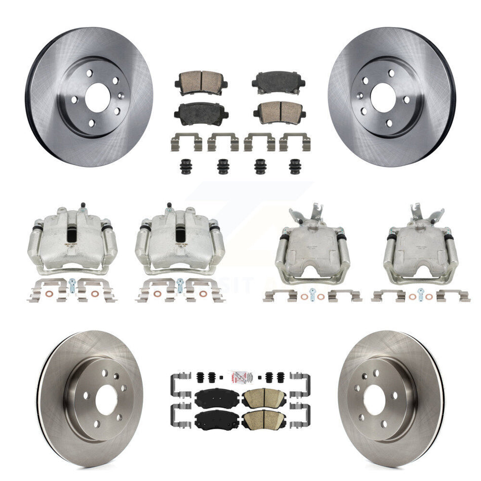 Front Rear Disc Brake Caliper Rotors And Ceramic Pads Kit (10Pc) For 2014-2015 Chevrolet Malibu 2.0L with Turbocharged With 17" Factory Wheels KC8-102490N