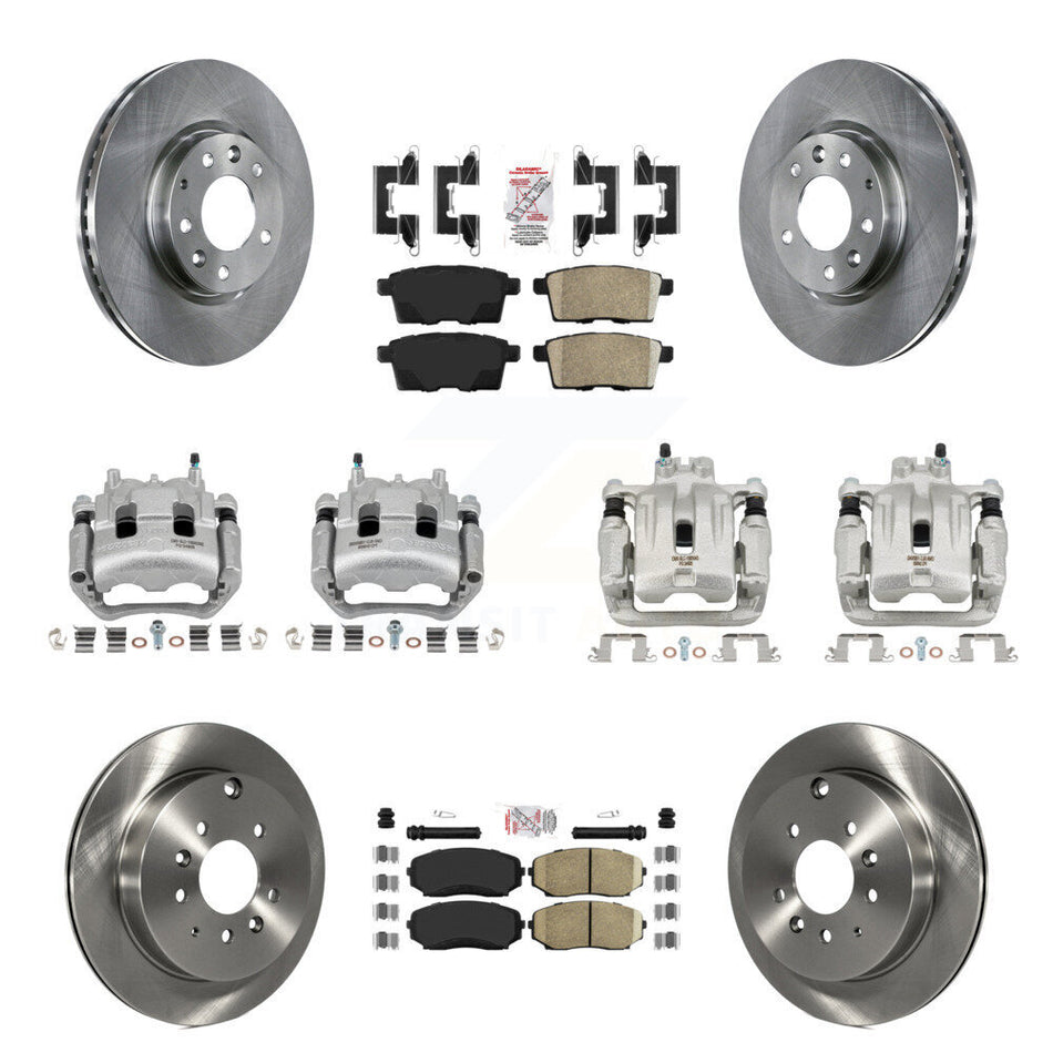 Front Rear Disc Brake Caliper Rotors And Ceramic Pad Kit (10Pc) For Mazda CX-7 Ford Edge KC8-102504N