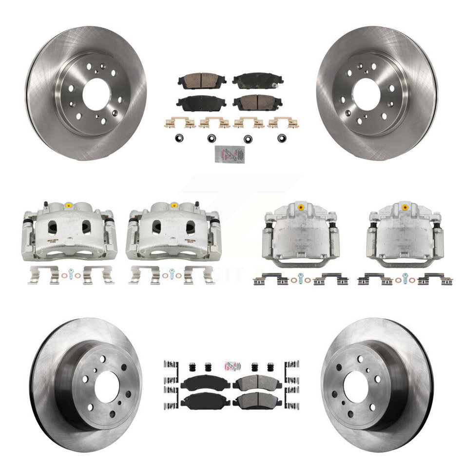 Front Rear Brake Caliper Rotors Ameribrakes Pad Kit (10Pc) For GMC Sierra 1500 Chevrolet KC8-102523N