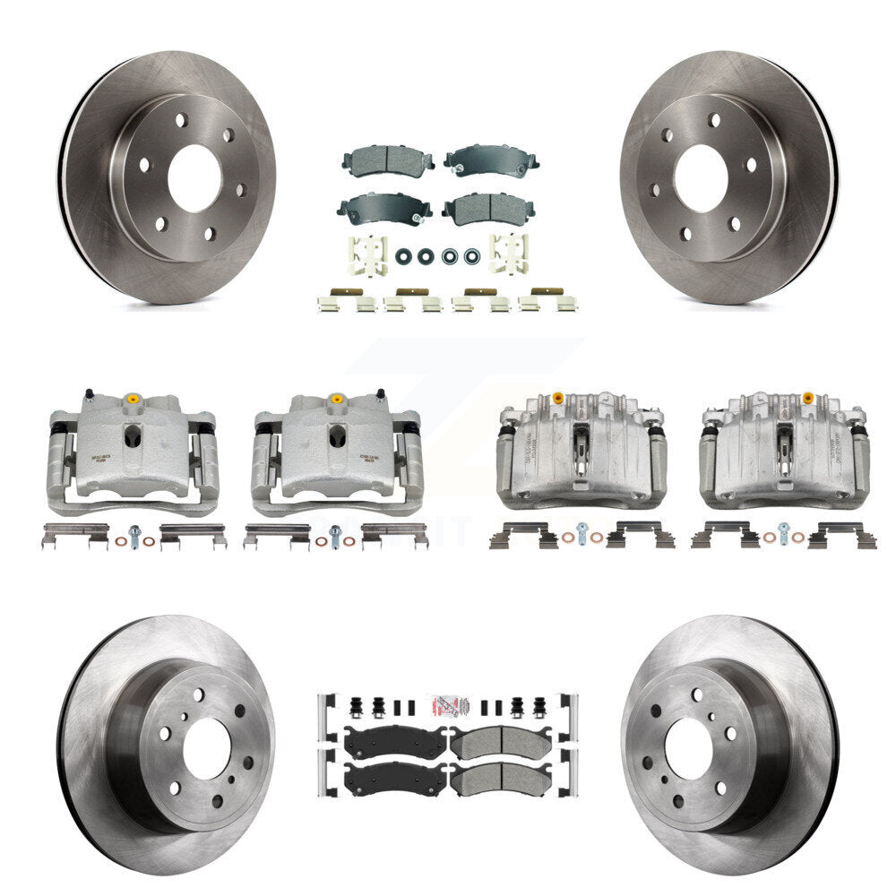 Front Rear Brake Caliper Rotors Semi-Metallic Pad Kit (10Pc) For GMC Sierra 1500 Classic KC8-102552N
