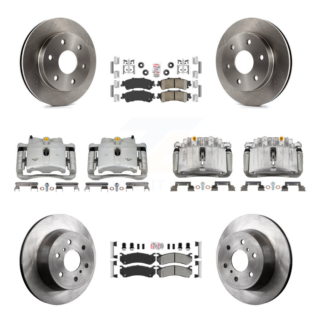 Front Rear Brake Caliper Rotors & Ameribrakes Pad Kit (10Pc) For GMC Sierra 1500 Classic KC8-102554N