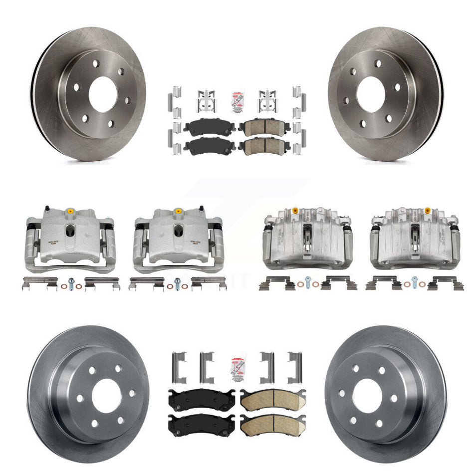 Front Rear Brake Caliper Rotor & Ceramic Pad Kit (10Pc) For Chevrolet Silverado 1500 GMC KC8-102555N