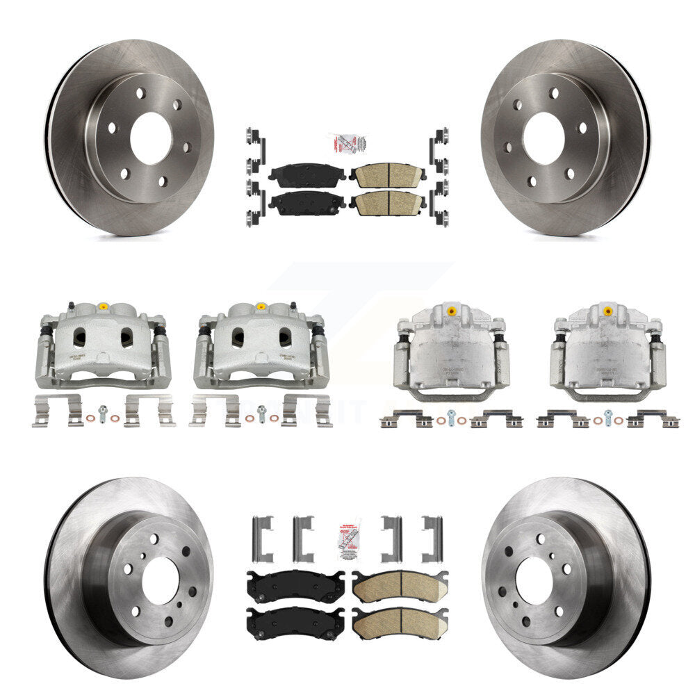 Front Rear Disc Brake Caliper Rotors Ceramic Pad Kit (10Pc) For Chevrolet Silverado 1500 KC8-102581N