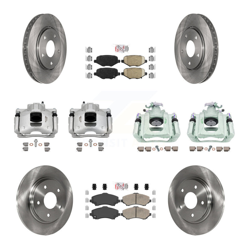 Front Rear Disc Brake Caliper Rotors And Ceramic Pads Kit (10Pc) For Ram C/V KC8-102604N