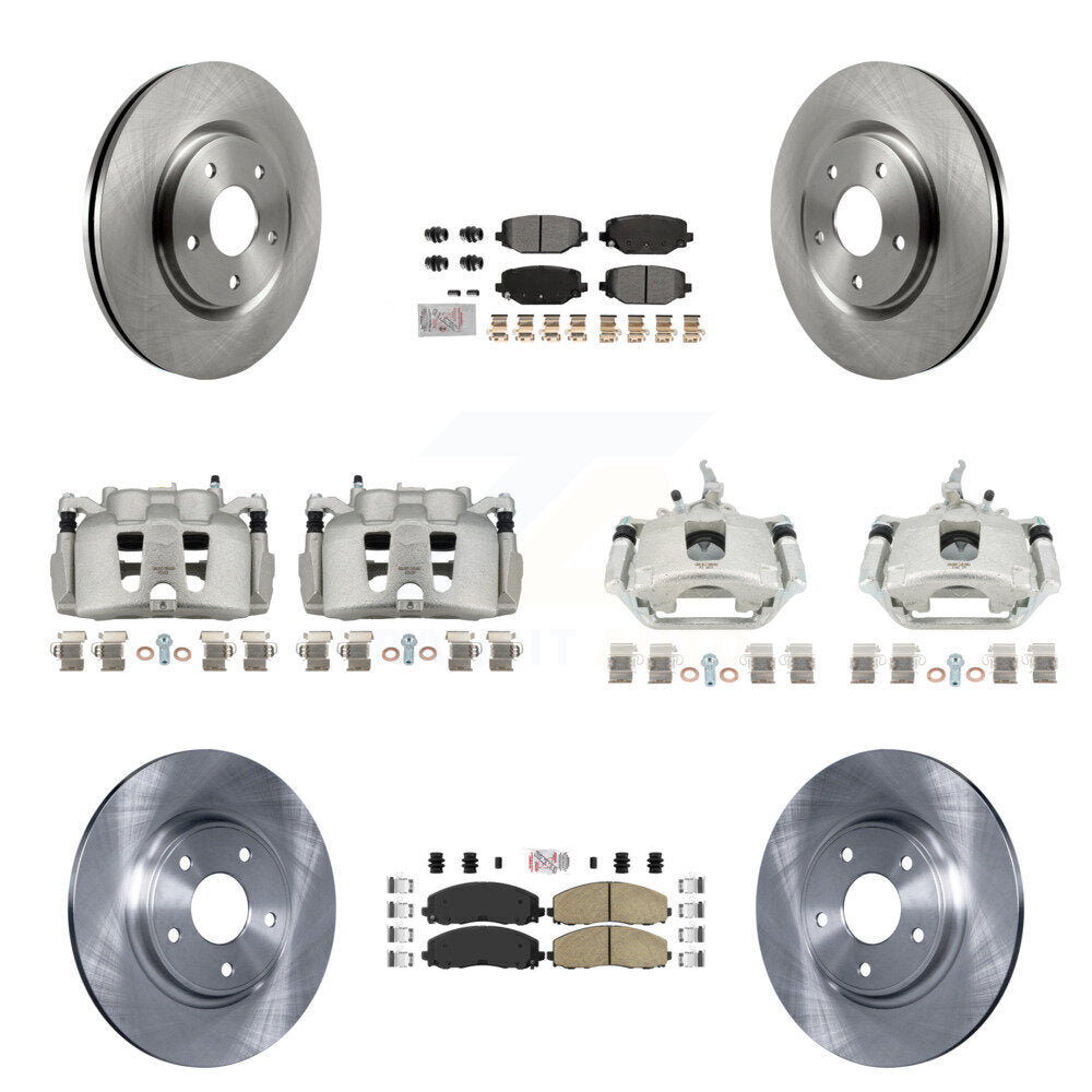 Front Rear Brake Caliper Rotors & Ameribrakes Pad Kit (10Pc) For 2014-2020 Dodge Journey KC8-102612N