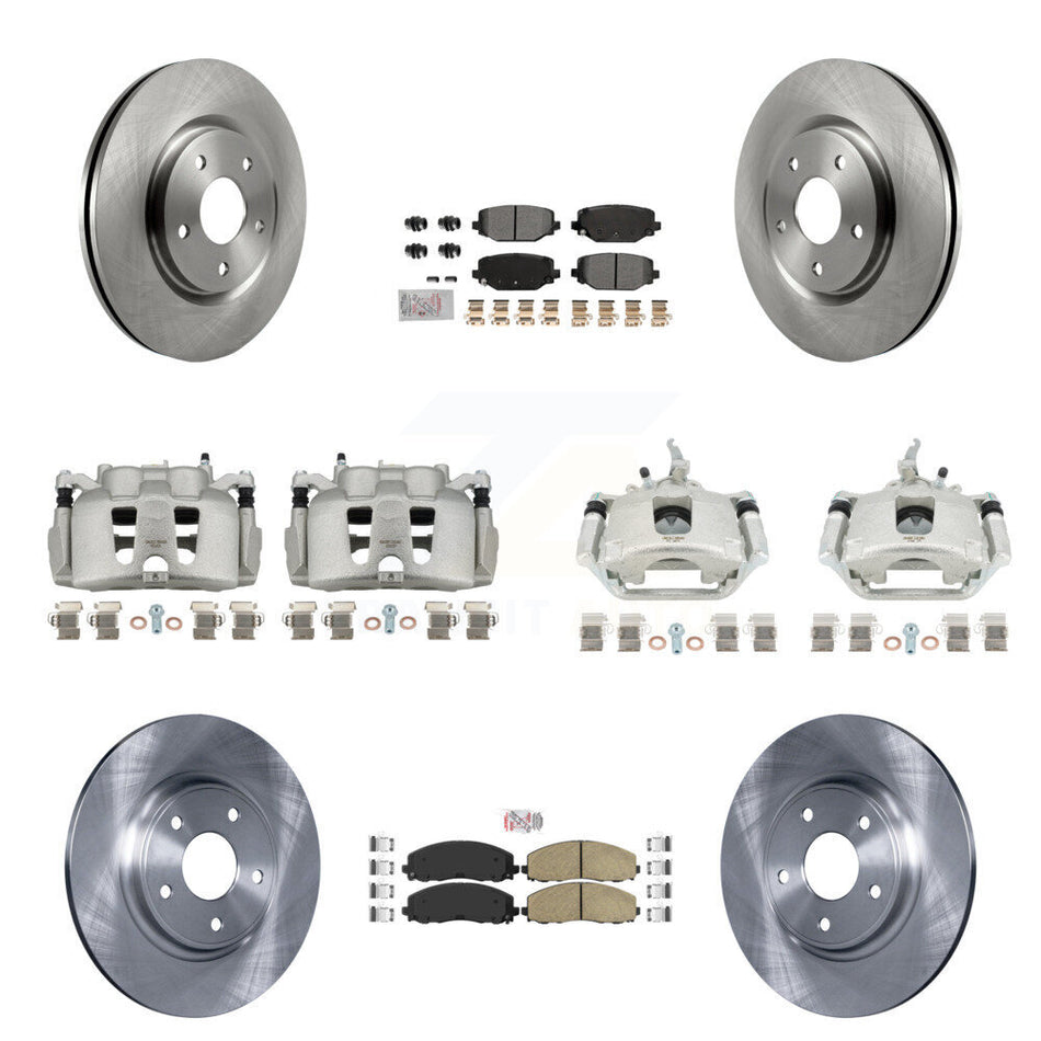 Front Rear Brake Caliper Rotors & Ameribrakes Pad Kit (10Pc) For 2014-2020 Dodge Journey KC8-102613N