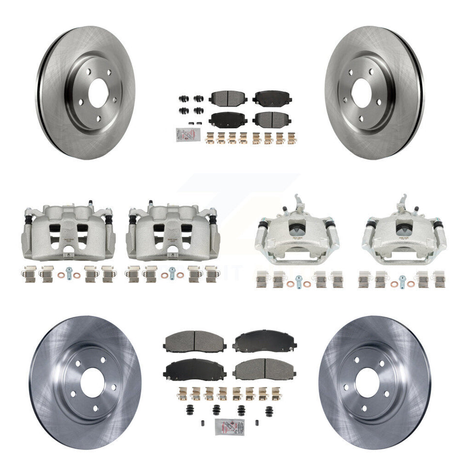 Front Rear Brake Caliper Rotors Semi-Metallic Pad Kit (10Pc) For 2014-2020 Dodge Journey KC8-102614N