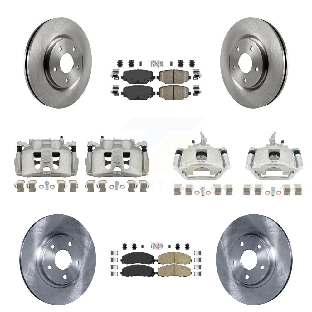 Front Rear Disc Brake Caliper Rotor & Ceramic Pad Kit (10Pc) For 2014-2020 Dodge Journey KC8-102615N