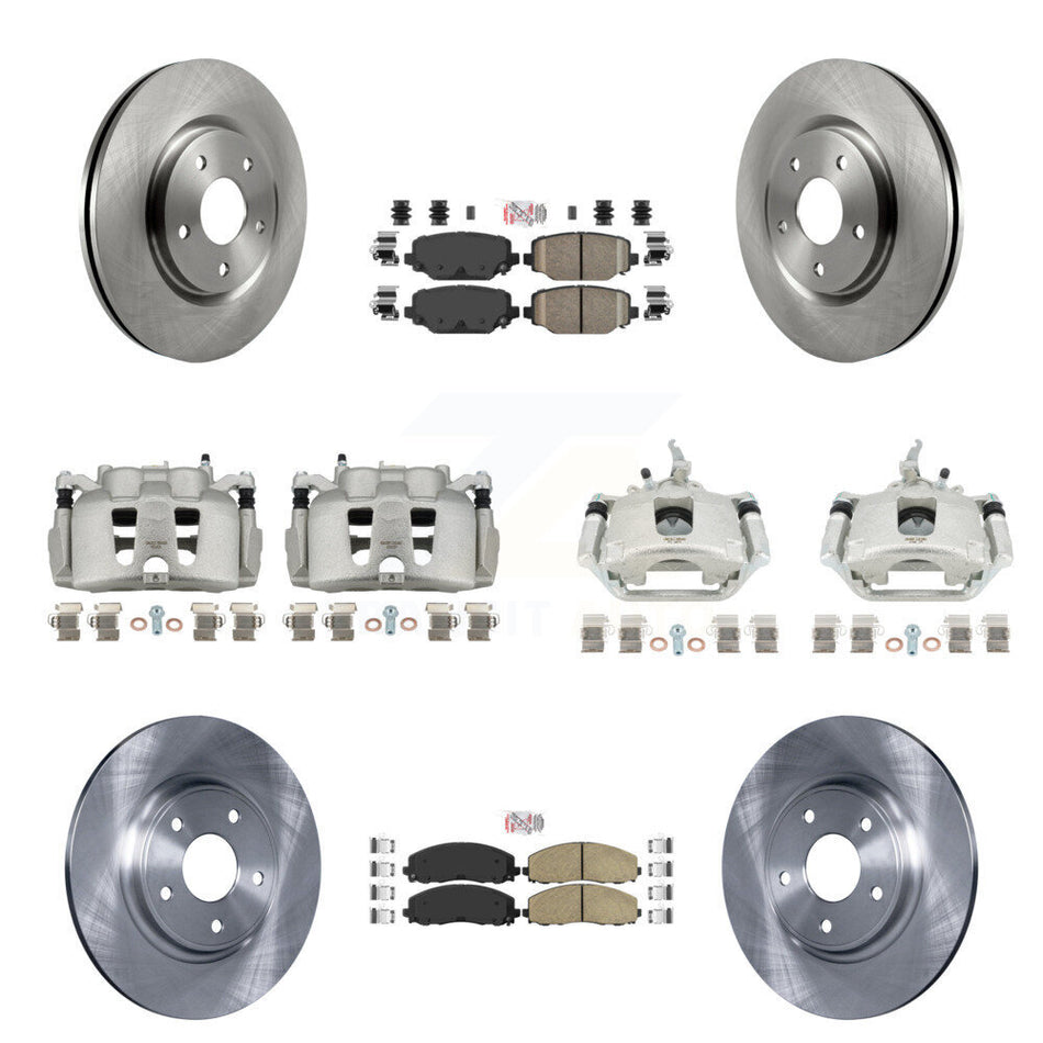 Front Rear Disc Brake Caliper Rotor & Ceramic Pad Kit (10Pc) For 2014-2020 Dodge Journey KC8-102616N