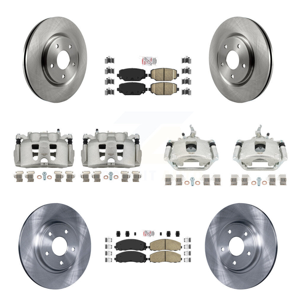 Front Rear Disc Brake Caliper Rotor & Ceramic Pad Kit (10Pc) For 2014-2020 Dodge Journey KC8-102618N