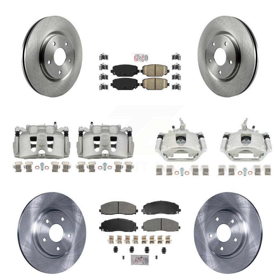Front Rear Brake Caliper Rotors & Ameribrakes Pad Kit (10Pc) For 2014-2020 Dodge Journey KC8-102620N