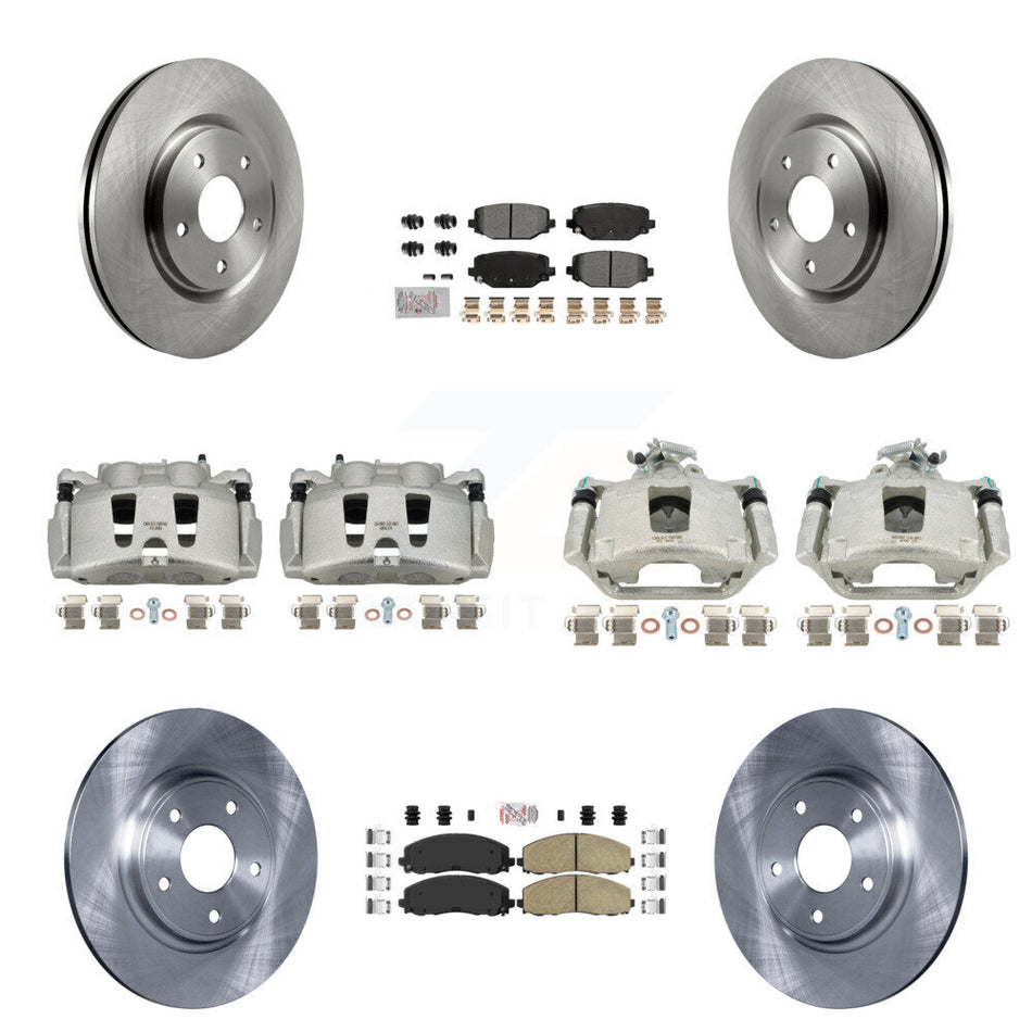 Front Rear Disc Brake Caliper Rotors And Ceramic Pads Kit (10Pc) For Dodge Grand Caravan KC8-102621N