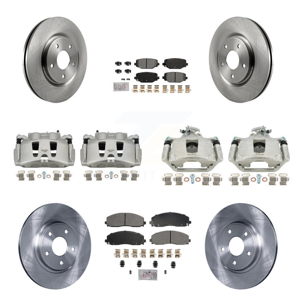 Front Rear Disc Brake Caliper Rotor Semi-Metallic Pad Kit (10Pc) For Dodge Grand Caravan KC8-102623N