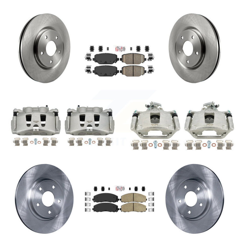 Front Rear Disc Brake Caliper Rotors And Ceramic Pads Kit (10Pc) For Dodge Grand Caravan KC8-102624N