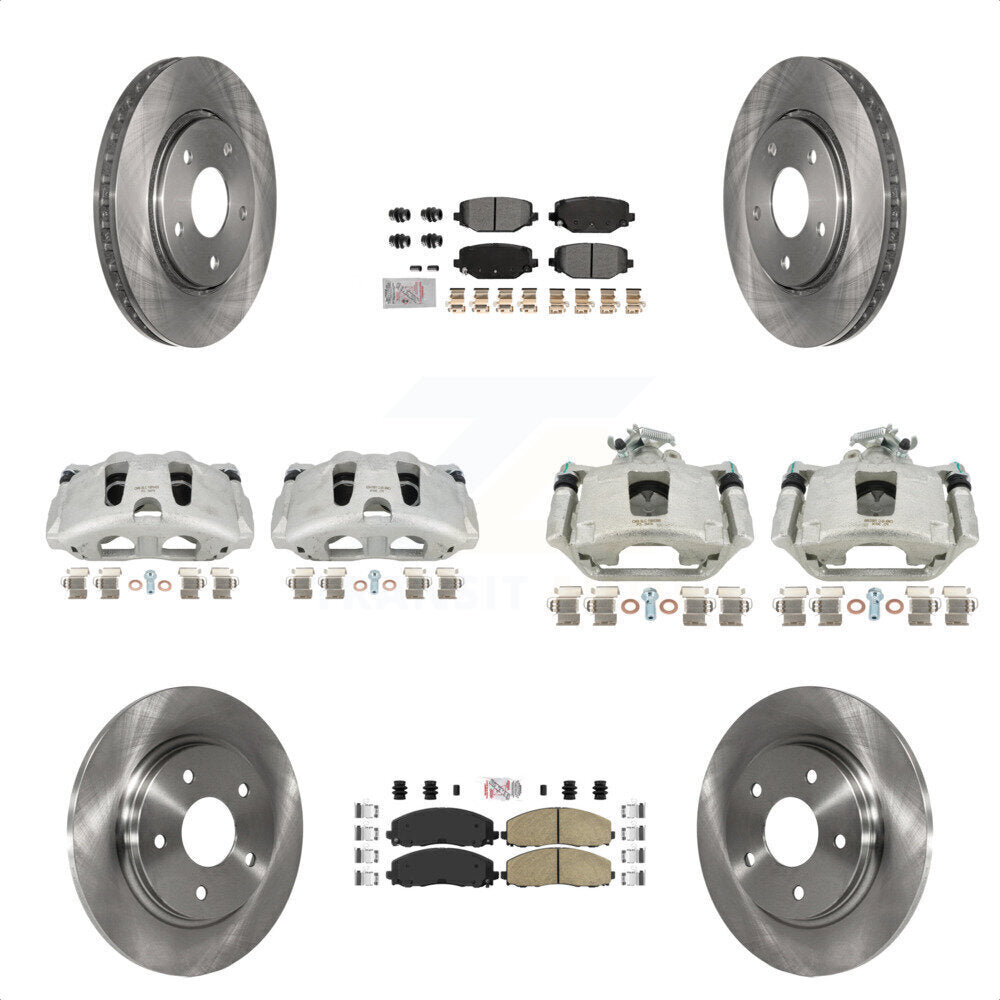 Front Rear Disc Brake Caliper Rotors And Ceramic Pads Kit (10Pc) For 2017-2018 Dodge Grand Caravan With Single Piston KC8-102630N by Transit Auto