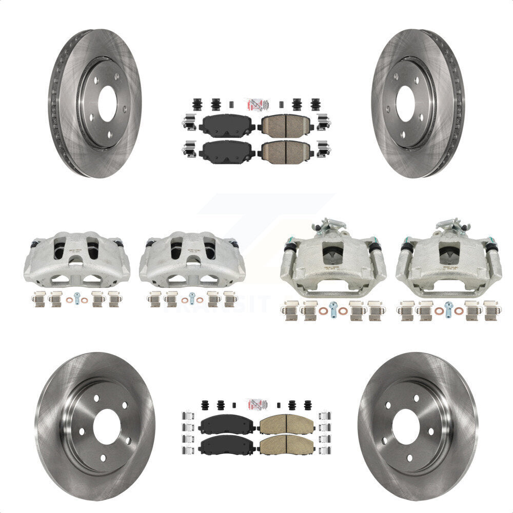 Front Rear Disc Brake Caliper Rotors And Ceramic Pads Kit (10Pc) For 2017-2018 Dodge Grand Caravan With Single Piston KC8-102633N by Transit Auto