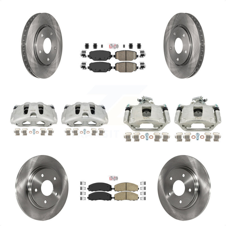 Front Rear Disc Brake Caliper Rotors And Ceramic Pads Kit (10Pc) For 2017-2018 Dodge Grand Caravan With Single Piston KC8-102634N by Transit Auto