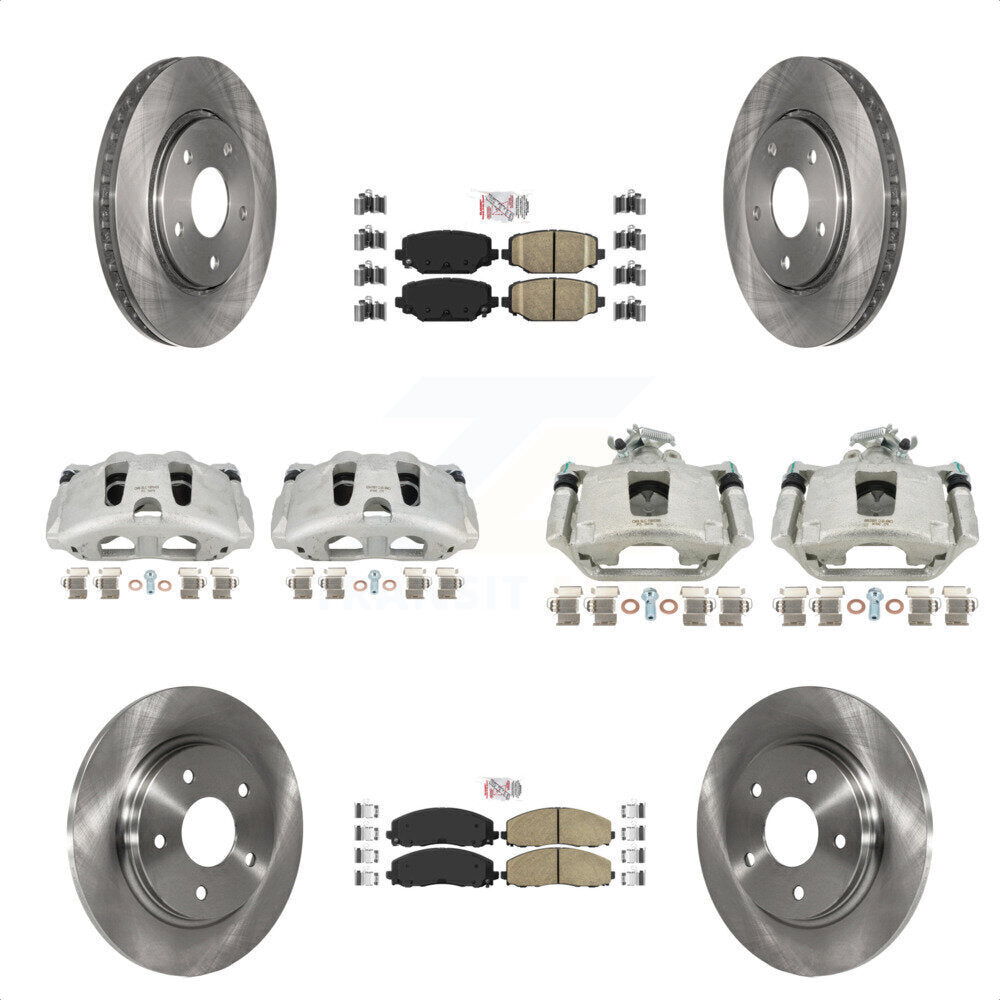 Front Rear Disc Brake Caliper Rotors And Ceramic Pads Kit (10Pc) For 2017-2018 Dodge Grand Caravan With Single Piston KC8-102637N by Transit Auto