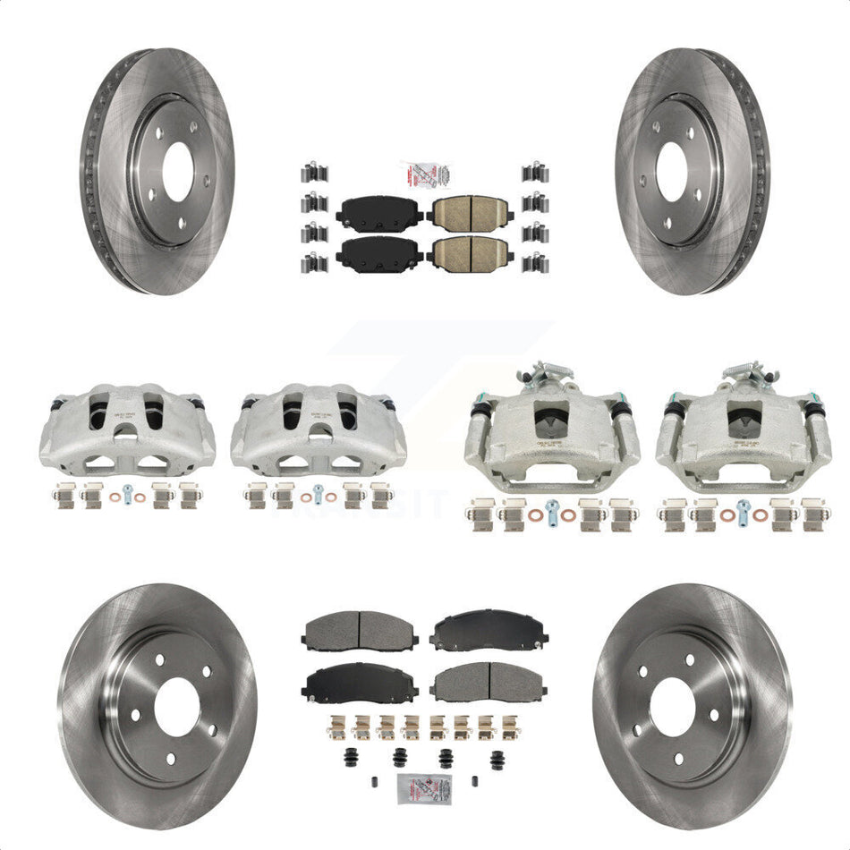 Front Rear Disc Brake Caliper Rotors And Ceramic Pads Kit (10Pc) For 2017-2018 Dodge Grand Caravan With Single Piston KC8-102638N by Transit Auto