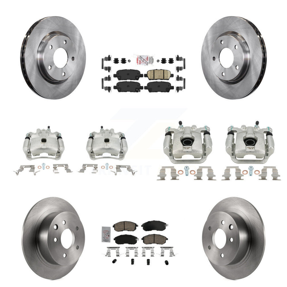 Front Rear Disc Brake Caliper Rotors And Ceramic Pads Kit (10Pc) For Nissan Sentra KC8-102645N