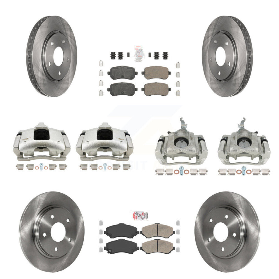 Front Rear Disc Brake Caliper Rotor & Ceramic Pad Kit (10Pc) For 2009-2011 Dodge Journey KC8-102664N